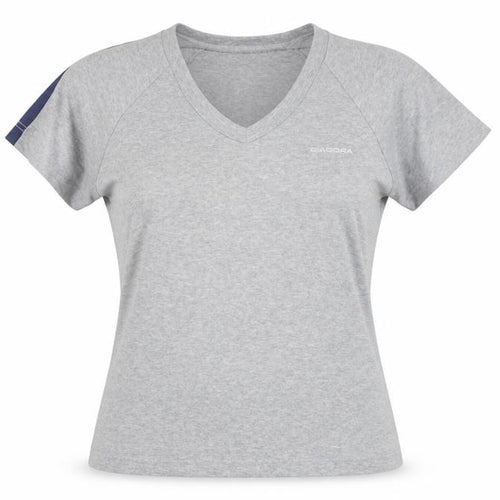 Diadora Womens Grey V-Neck Short Sleeve T-Shirt Size 16