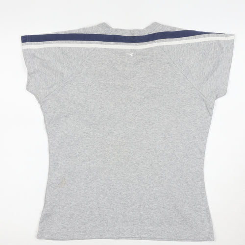 Diadora Womens Grey V-Neck Short Sleeve T-Shirt Size 16