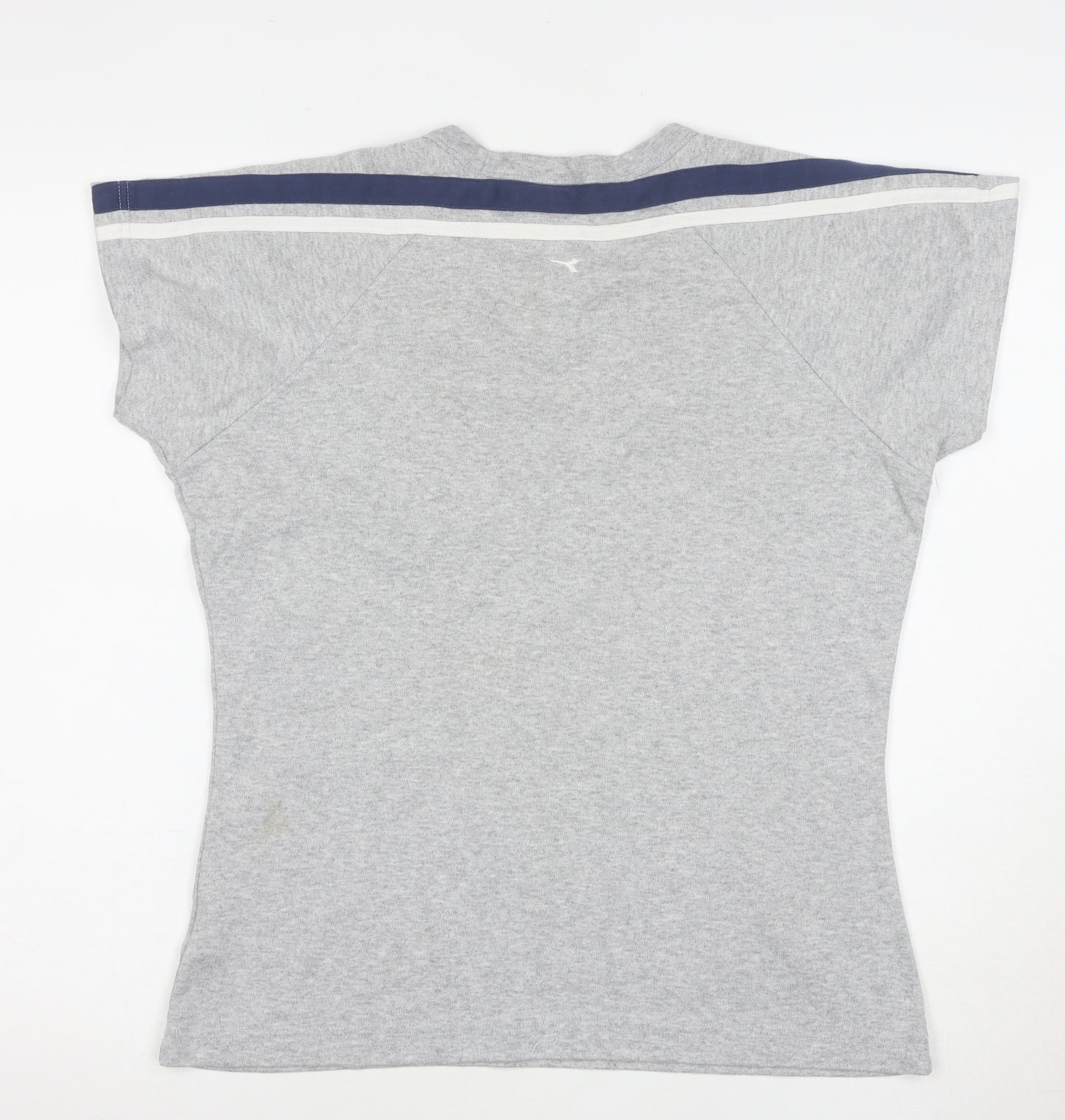 Diadora Womens Grey V-Neck Short Sleeve T-Shirt Size 16