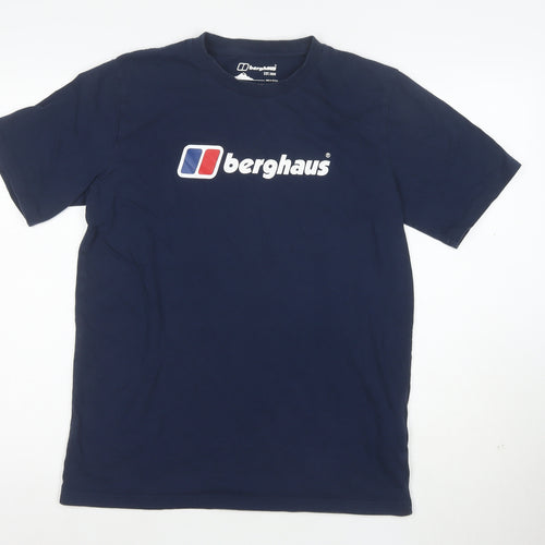 Berghaus Men's Blue Short Sleeve Organic Cotton Logo T-Shirt M