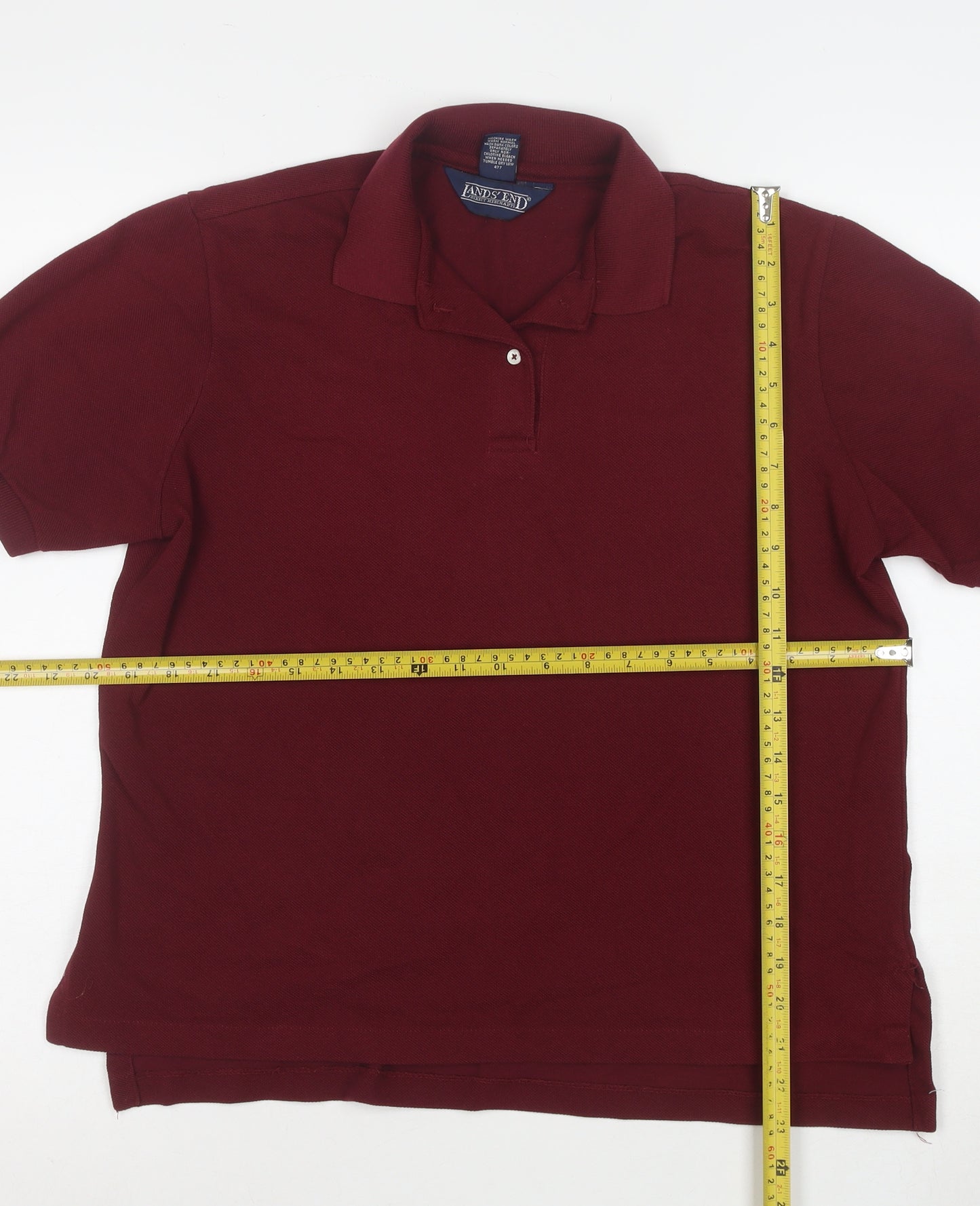Lands’ End Women’s Red Polo Shirt Size S 100% Cotton Classic Fit