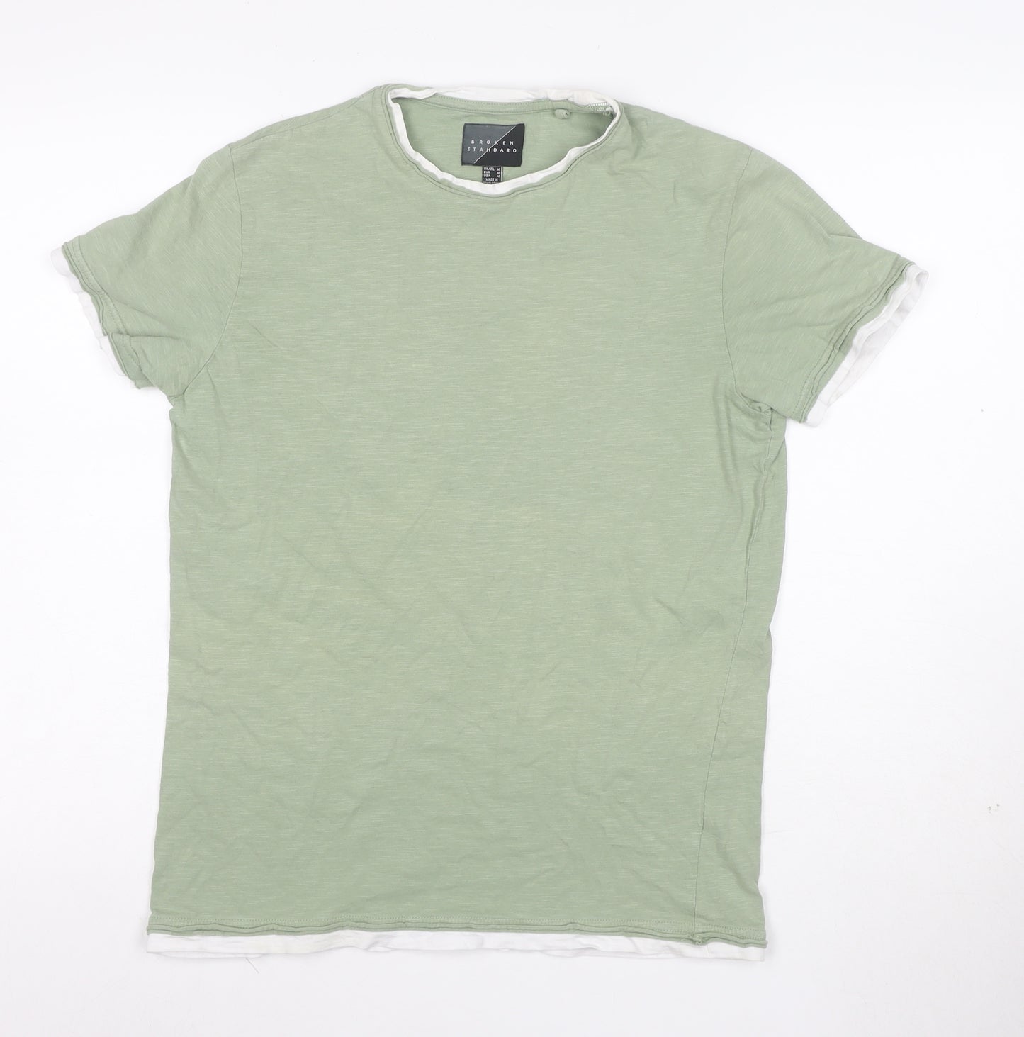 Broken Standard Men's Green Crew Neck Short Sleeve T-Shirt Size M