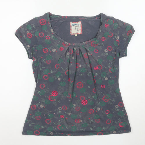 Mantaray Womens Grey Floral Cotton Scoop Neck T-Shirt Size 12
