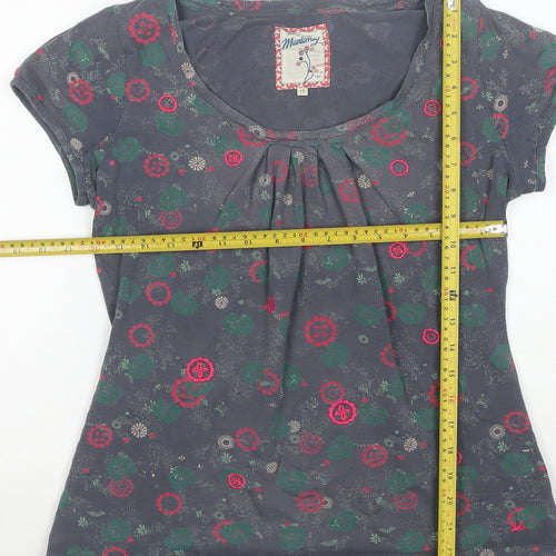 Mantaray Womens Grey Floral Cotton Scoop Neck T-Shirt Size 12