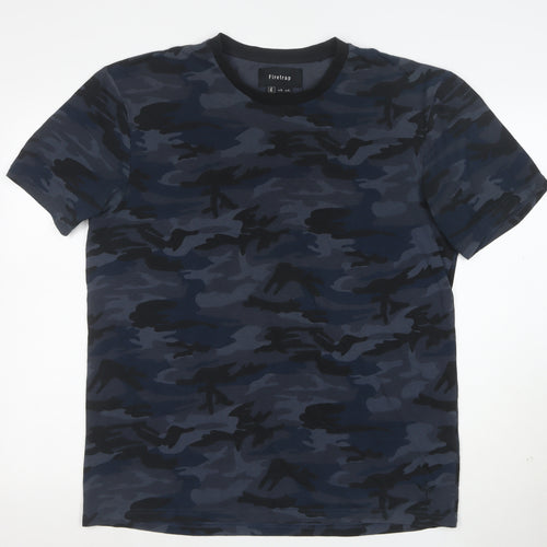 Firetrap Men's Blue Camouflage Crew Neck Short Sleeve T-Shirt XL