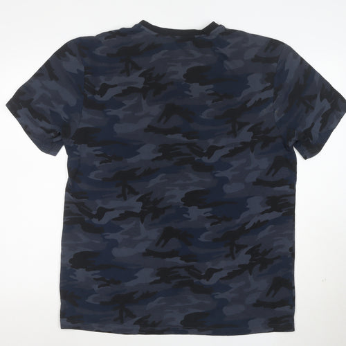 Firetrap Men's Blue Camouflage Crew Neck Short Sleeve T-Shirt XL