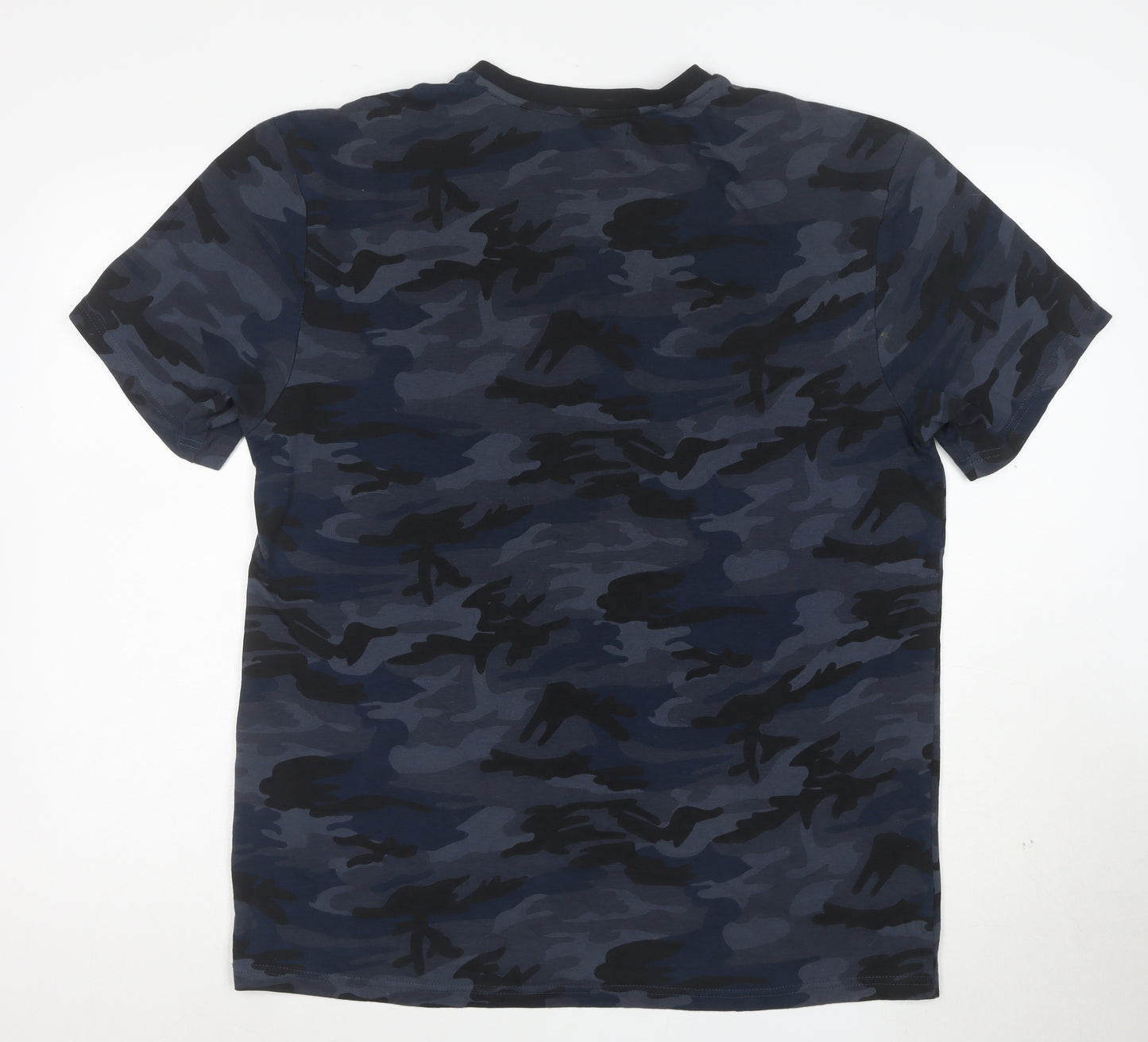 Firetrap Men's Blue Camouflage Crew Neck Short Sleeve T-Shirt XL