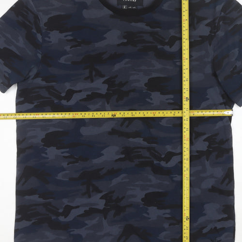 Firetrap Men's Blue Camouflage Crew Neck Short Sleeve T-Shirt XL