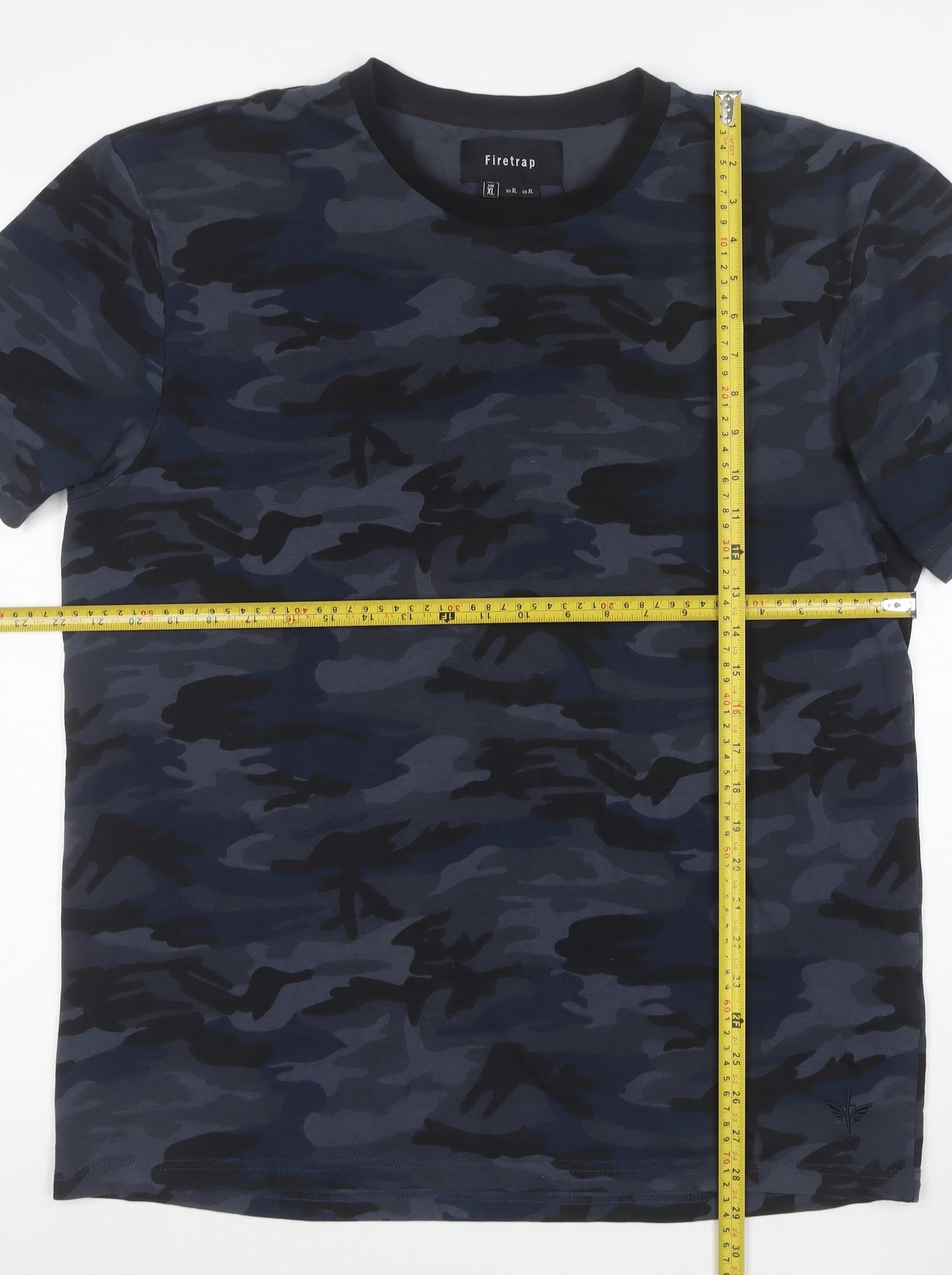 Firetrap Men's Blue Camouflage Crew Neck Short Sleeve T-Shirt XL