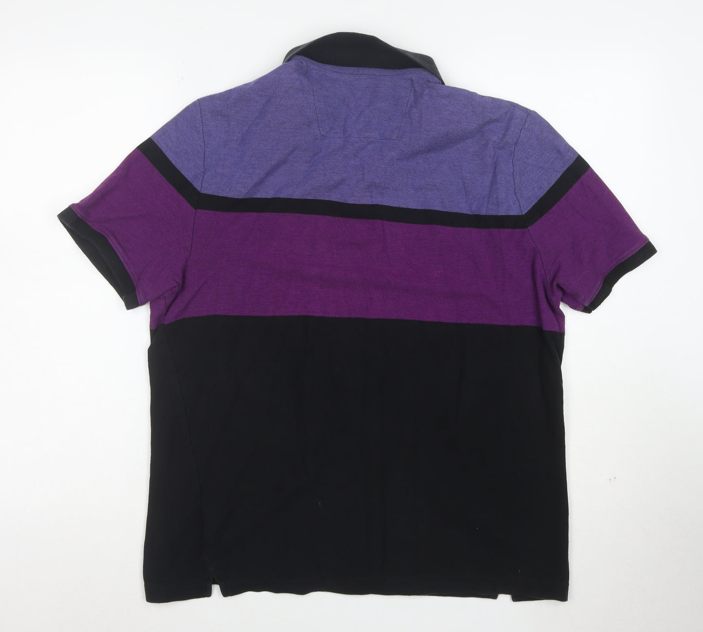 Calvin Klein Men's Purple Black Colourblock Polo Shirt Size L