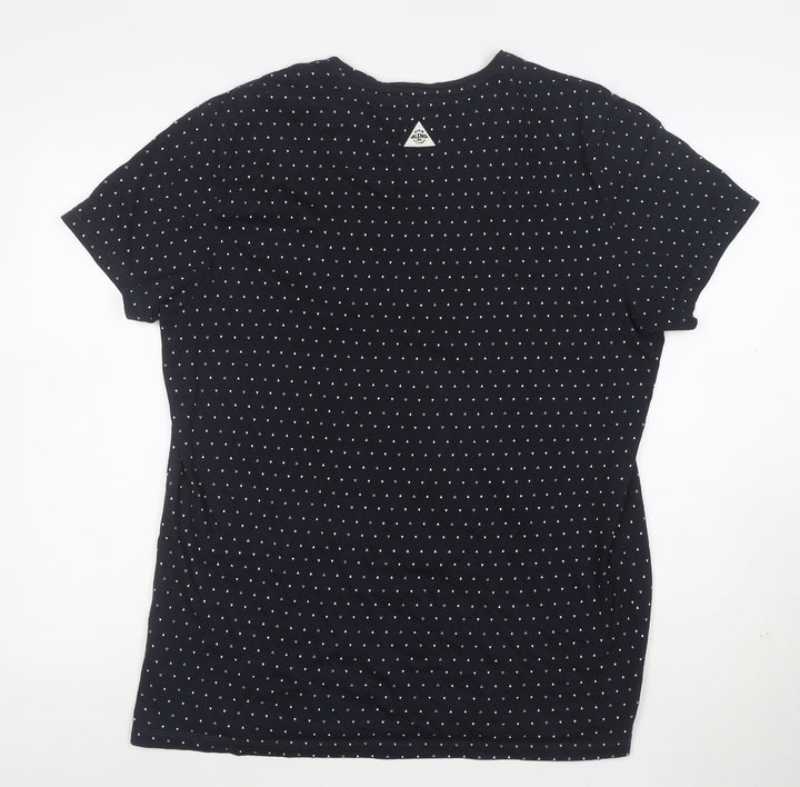 Blend Womens Blue Geometric Cotton Short Sleeve T-Shirt XL