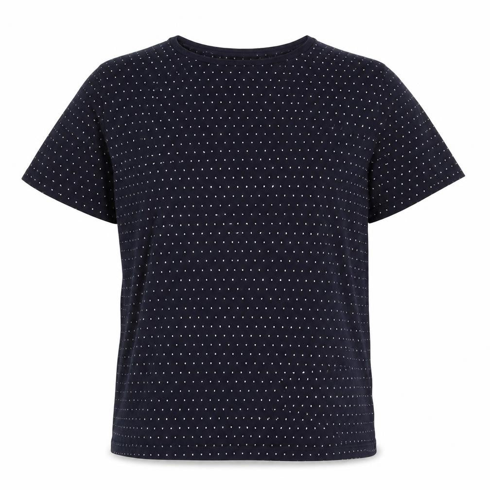 Blend Womens Blue Geometric Cotton Short Sleeve T-Shirt XL