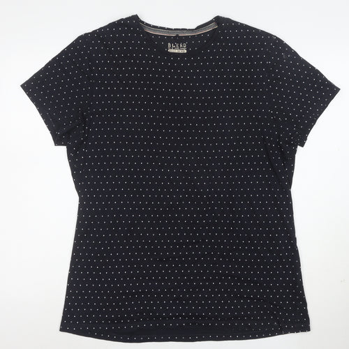Blend Womens Blue Geometric Cotton Short Sleeve T-Shirt XL