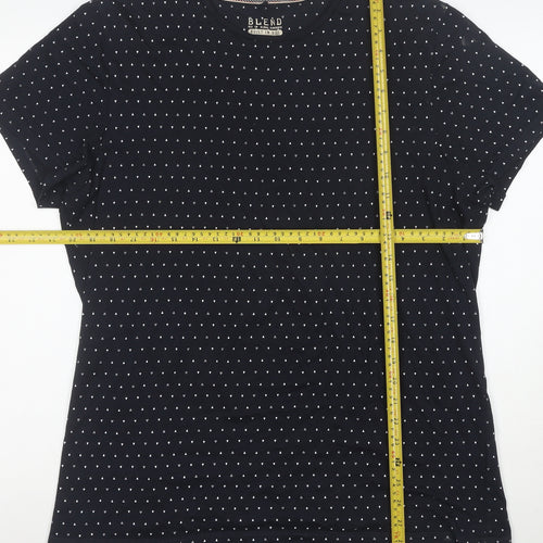 Blend Womens Blue Geometric Cotton Short Sleeve T-Shirt XL
