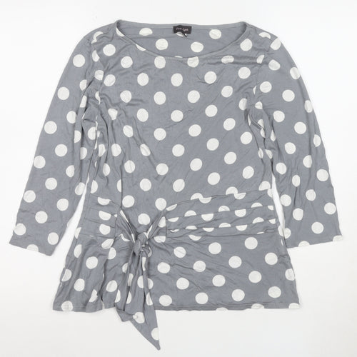 Front Cover Women Grey Polka Dot Tunic Top Size 12 3/4 Sleeve