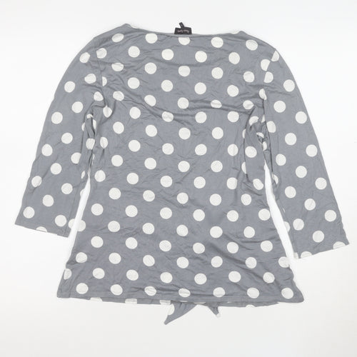 Front Cover Women Grey Polka Dot Tunic Top Size 12 3/4 Sleeve