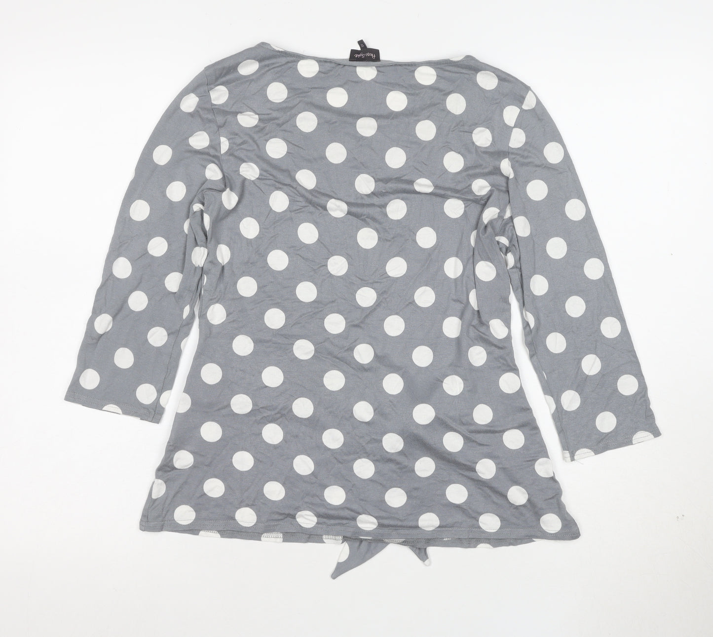 Front Cover Women Grey Polka Dot Tunic Top Size 12 3/4 Sleeve