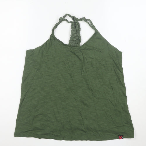 Superdry Women Green Halter Crochet Camisole Tank Top Size M