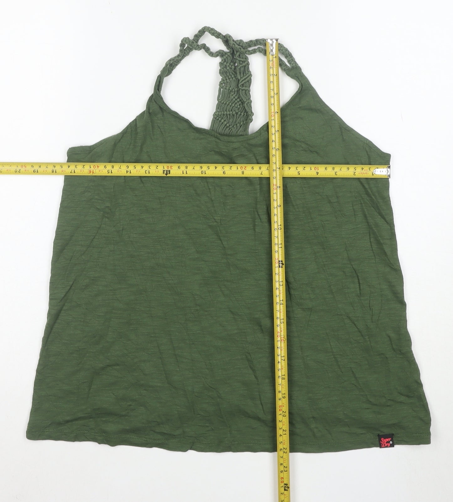 Superdry Women Green Halter Crochet Camisole Tank Top Size M