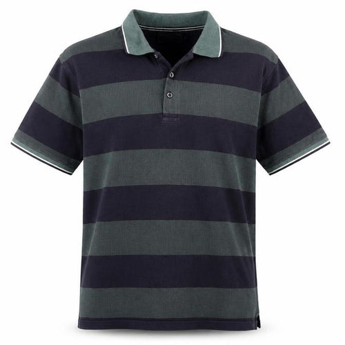 Maine New England Mens Blue Green Striped Polo Shirt L Cotton Classic Fit