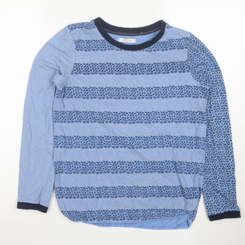 White Stuff Womens Blue Striped Long Sleeve Cotton T-Shirt UK 10