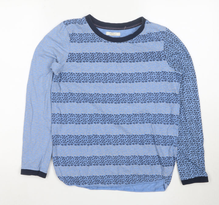 White Stuff Womens Blue Striped Long Sleeve Cotton T-Shirt UK 10