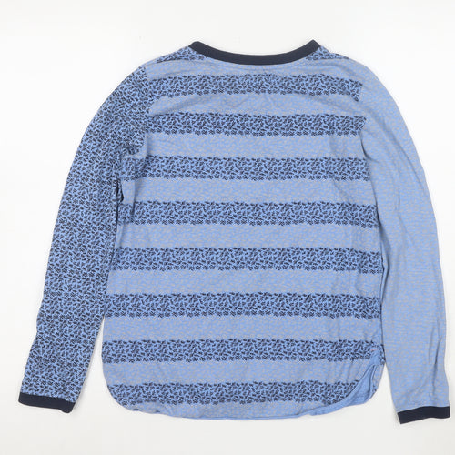 White Stuff Womens Blue Striped Long Sleeve Cotton T-Shirt UK 10