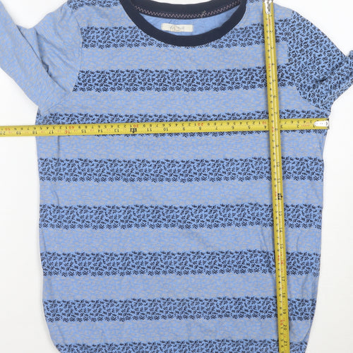 White Stuff Womens Blue Striped Long Sleeve Cotton T-Shirt UK 10