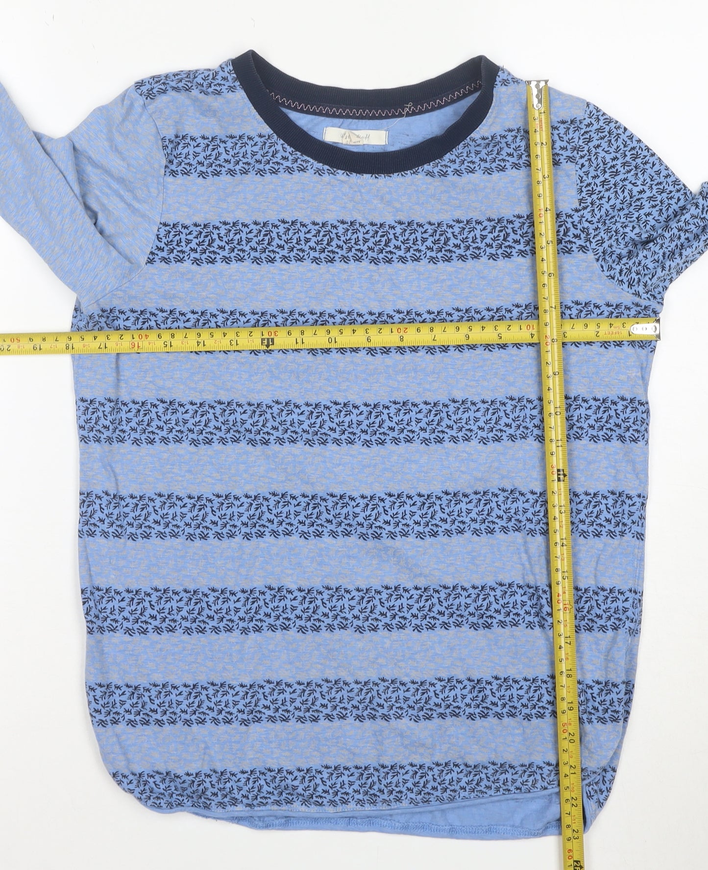 White Stuff Womens Blue Striped Long Sleeve Cotton T-Shirt UK 10
