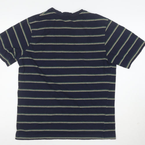 John Lewis ANYDAY Men's Blue Striped Cotton T-Shirt Size L