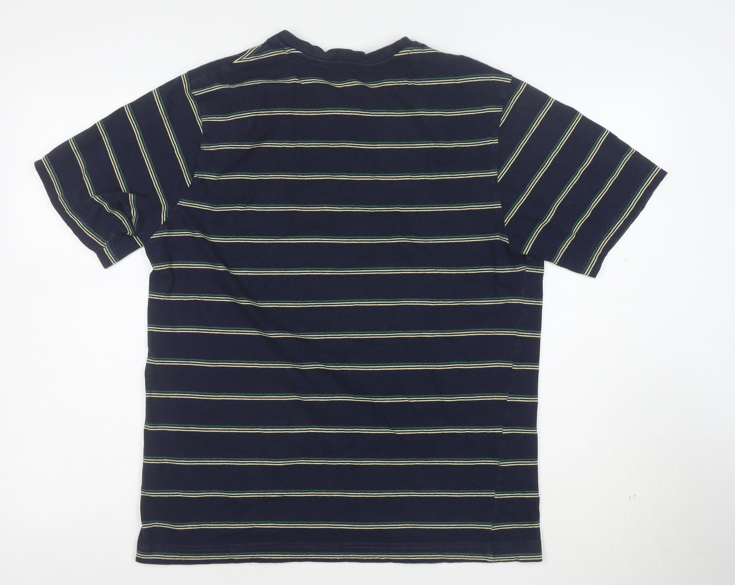 John Lewis ANYDAY Men's Blue Striped Cotton T-Shirt Size L
