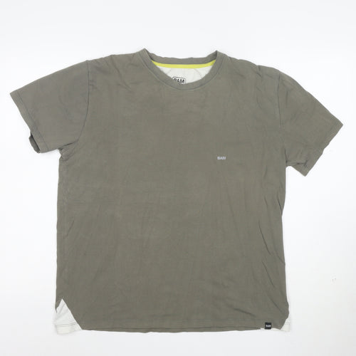 BAM Men's Khaki Bamboo Cotton Crew Neck Short Sleeve T-Shirt XL