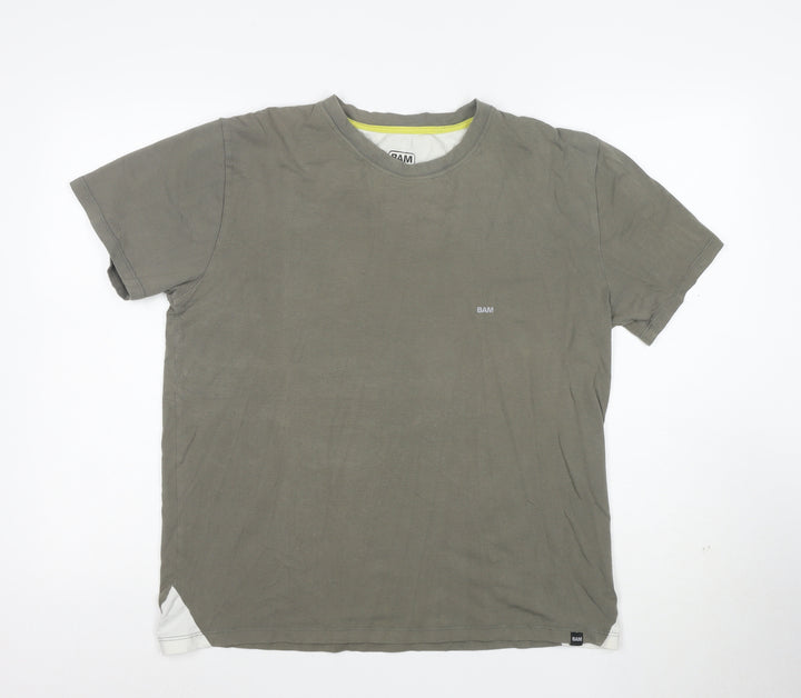 BAM Men's Khaki Bamboo Cotton Crew Neck Short Sleeve T-Shirt XL