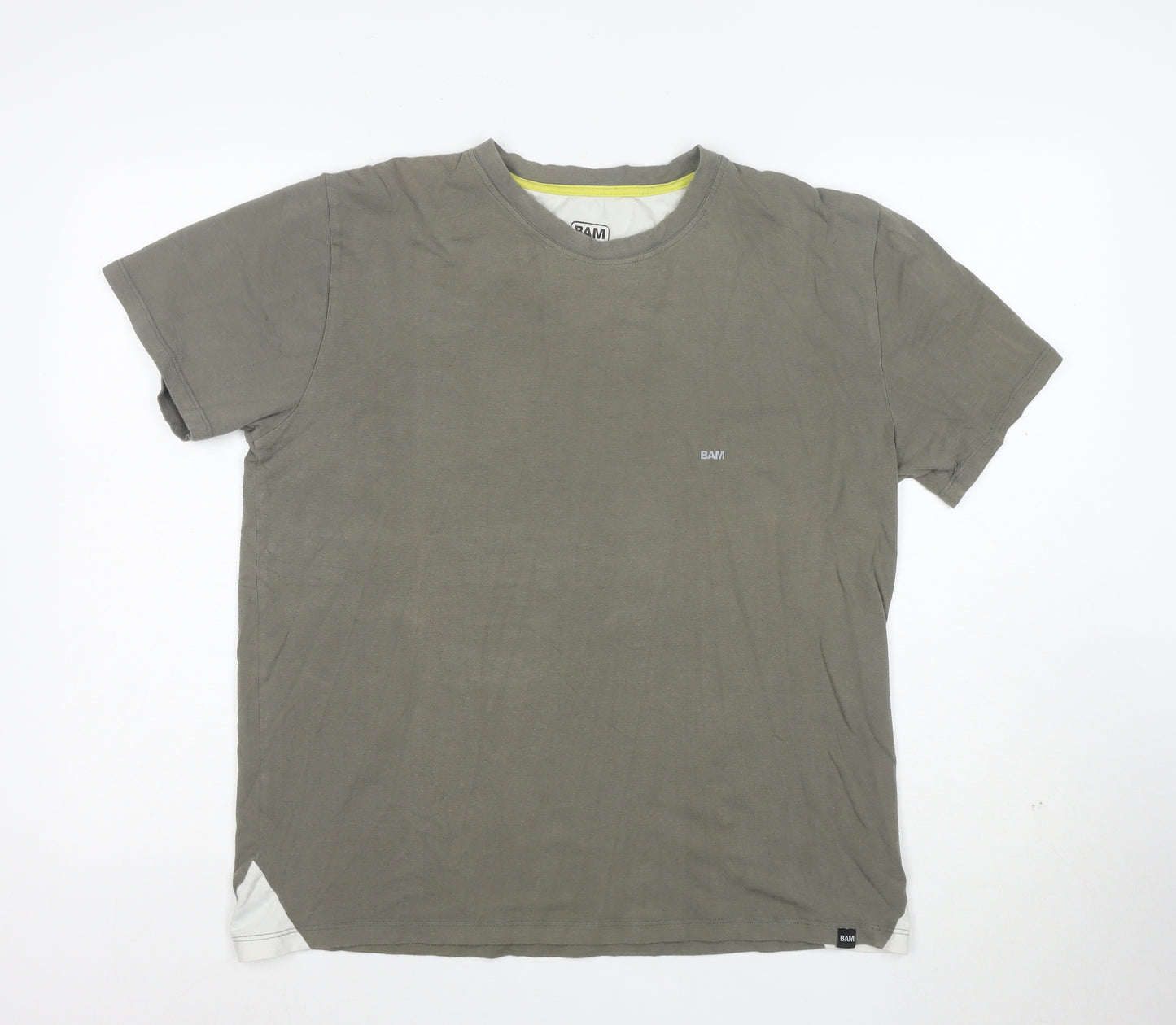 BAM Men's Khaki Bamboo Cotton Crew Neck Short Sleeve T-Shirt XL