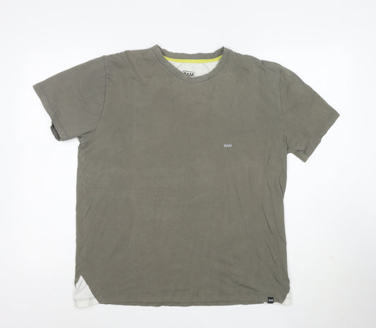 BAM Men's Khaki Bamboo Cotton Crew Neck Short Sleeve T-Shirt XL