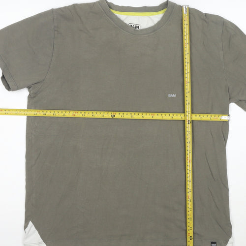 BAM Men's Khaki Bamboo Cotton Crew Neck Short Sleeve T-Shirt XL