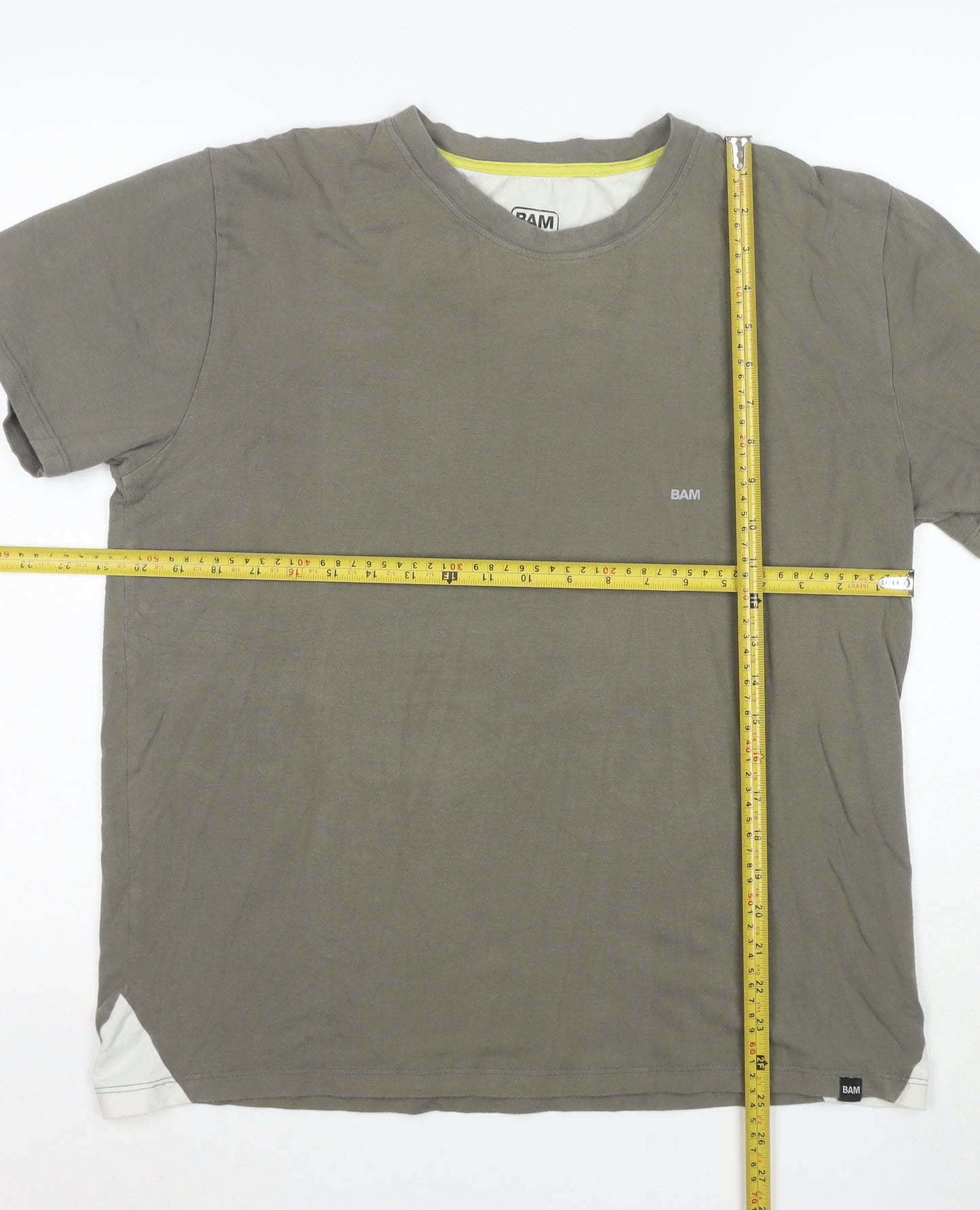 BAM Men's Khaki Bamboo Cotton Crew Neck Short Sleeve T-Shirt XL