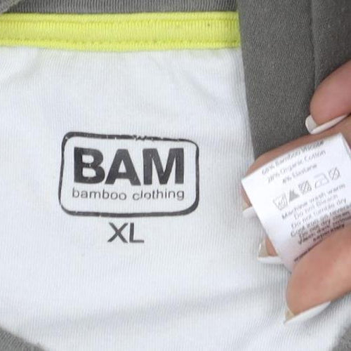 BAM Men's Khaki Bamboo Cotton Crew Neck Short Sleeve T-Shirt XL