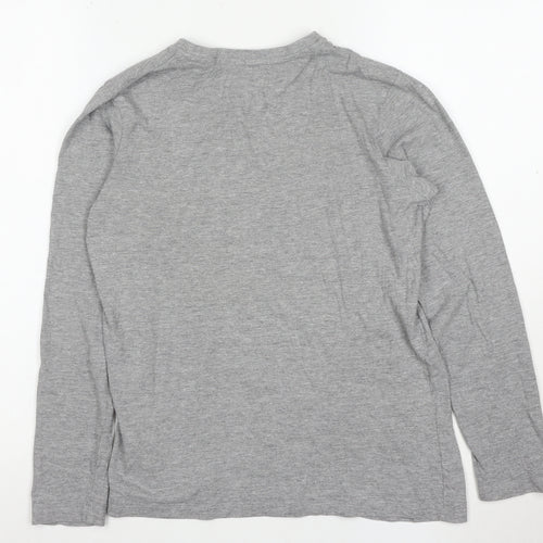 Jack & Jones Men's Grey Long Sleeve Crew Neck Cotton T-Shirt L