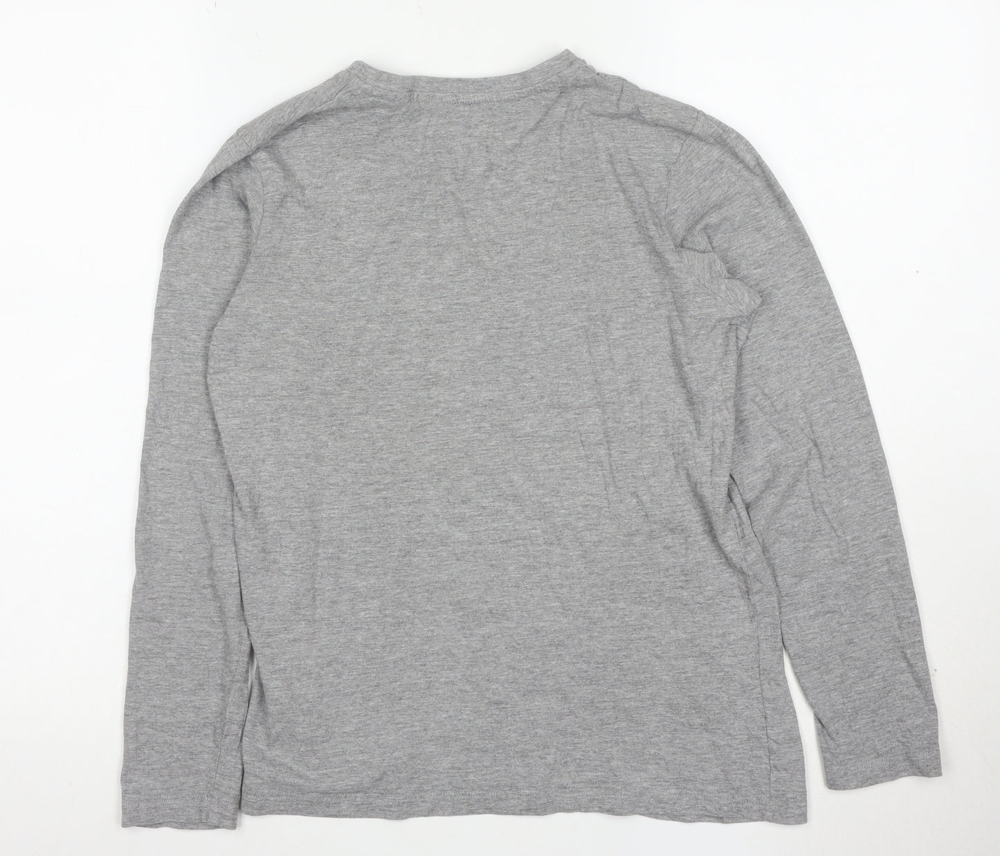 Jack & Jones Men's Grey Long Sleeve Crew Neck Cotton T-Shirt L
