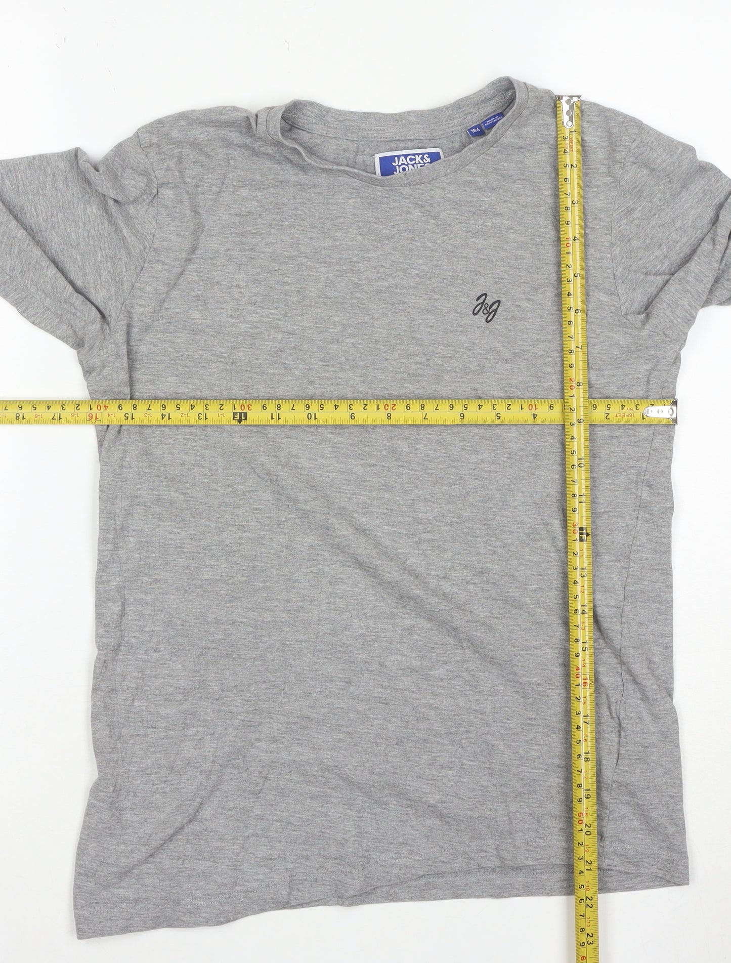Jack & Jones Men's Grey Long Sleeve Crew Neck Cotton T-Shirt L