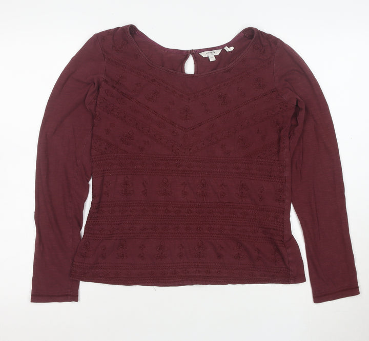 FatFace Women's Red Embroidered Long Sleeve Tunic Blouse Size 12