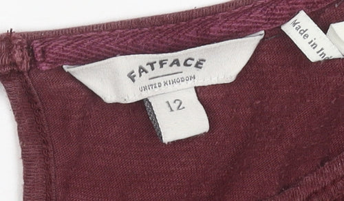 FatFace Women's Red Embroidered Long Sleeve Tunic Blouse Size 12