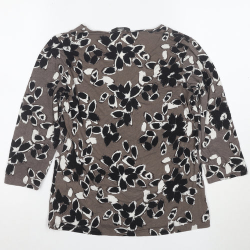 Marks and Spencer Women’s Brown Floral 3/4 Sleeve Jersey T-Shirt Size 12