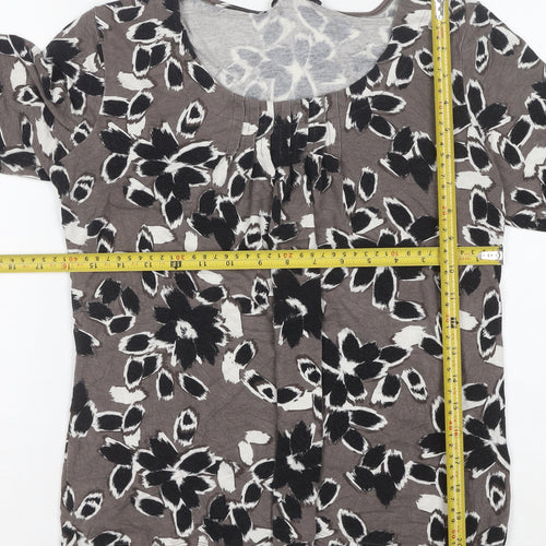Marks and Spencer Women’s Brown Floral 3/4 Sleeve Jersey T-Shirt Size 12