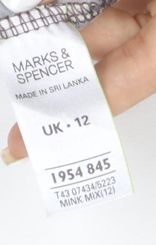 Marks and Spencer Women’s Brown Floral 3/4 Sleeve Jersey T-Shirt Size 12