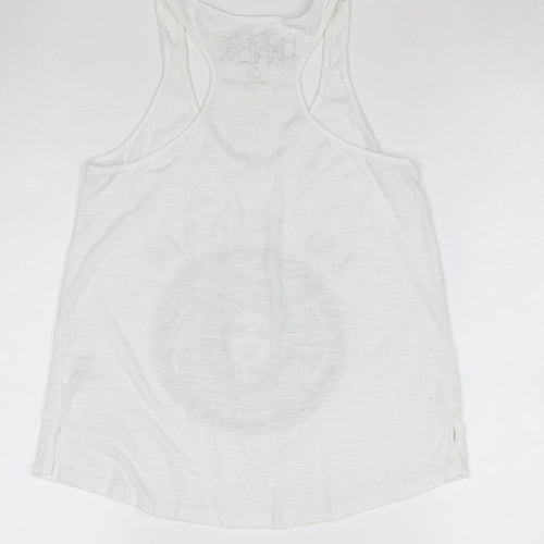 Rosie Harlow Women's White Racerback Tank Top Small Boho Graphic