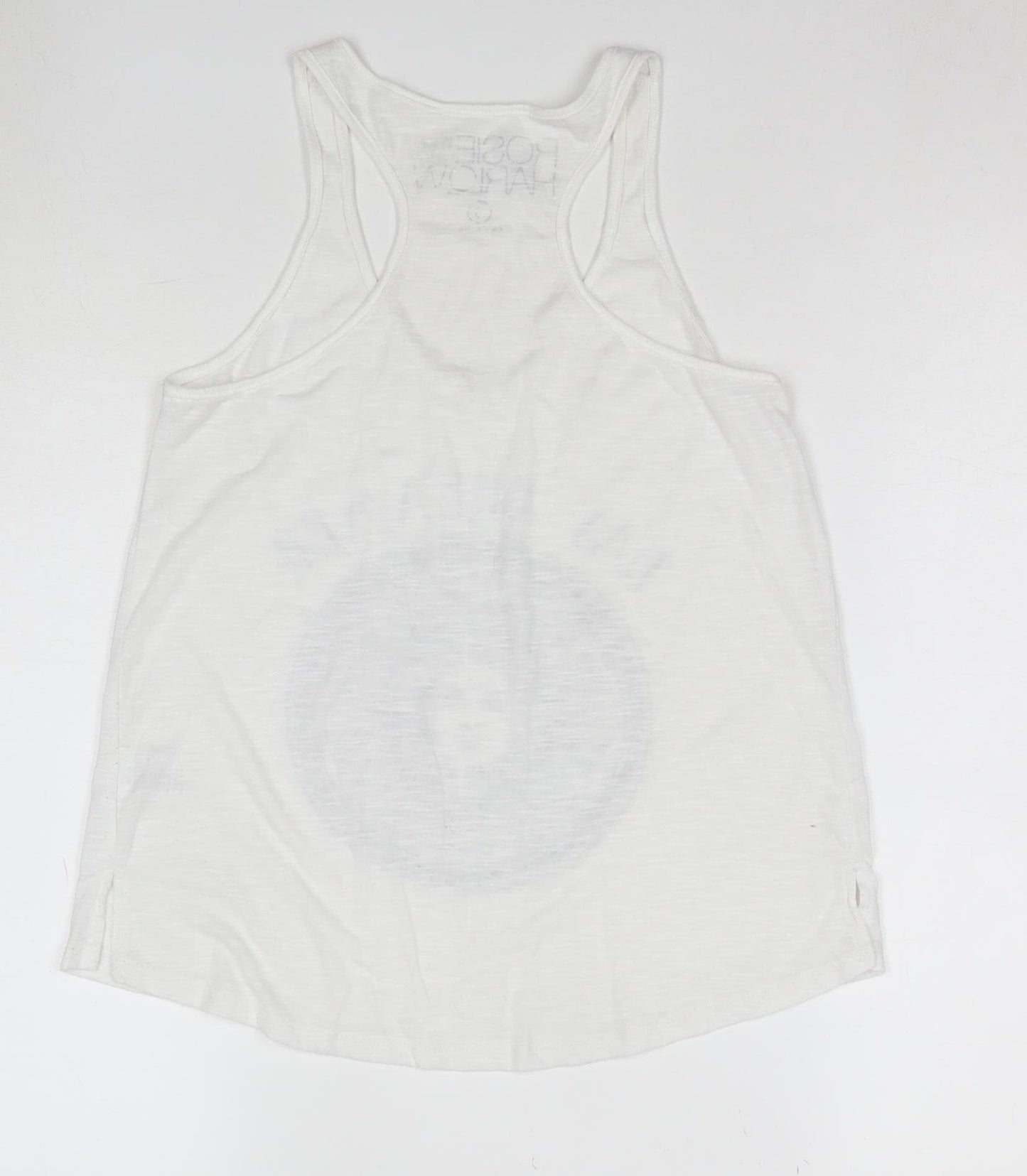 Rosie Harlow Women's White Racerback Tank Top Small Boho Graphic
