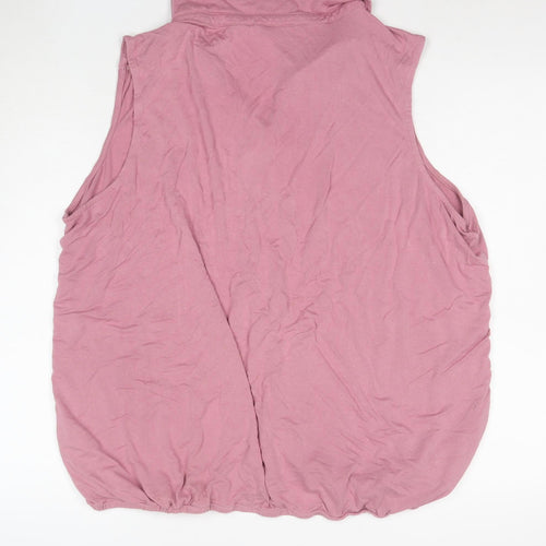 Bonmarche Women's Pink Sleeveless Collared Button-Up Top Size 24