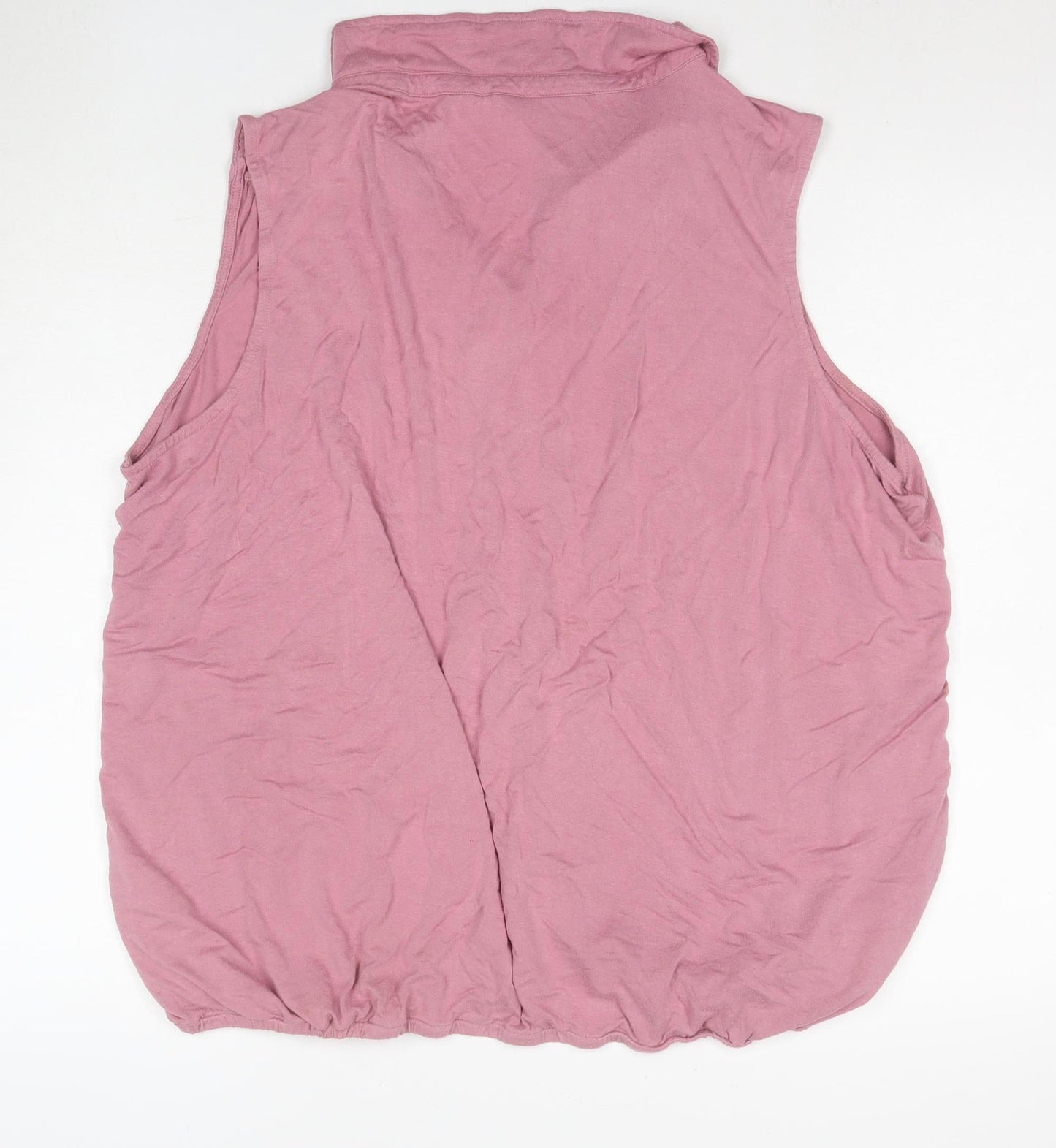 Bonmarche Women's Pink Sleeveless Collared Button-Up Top Size 24